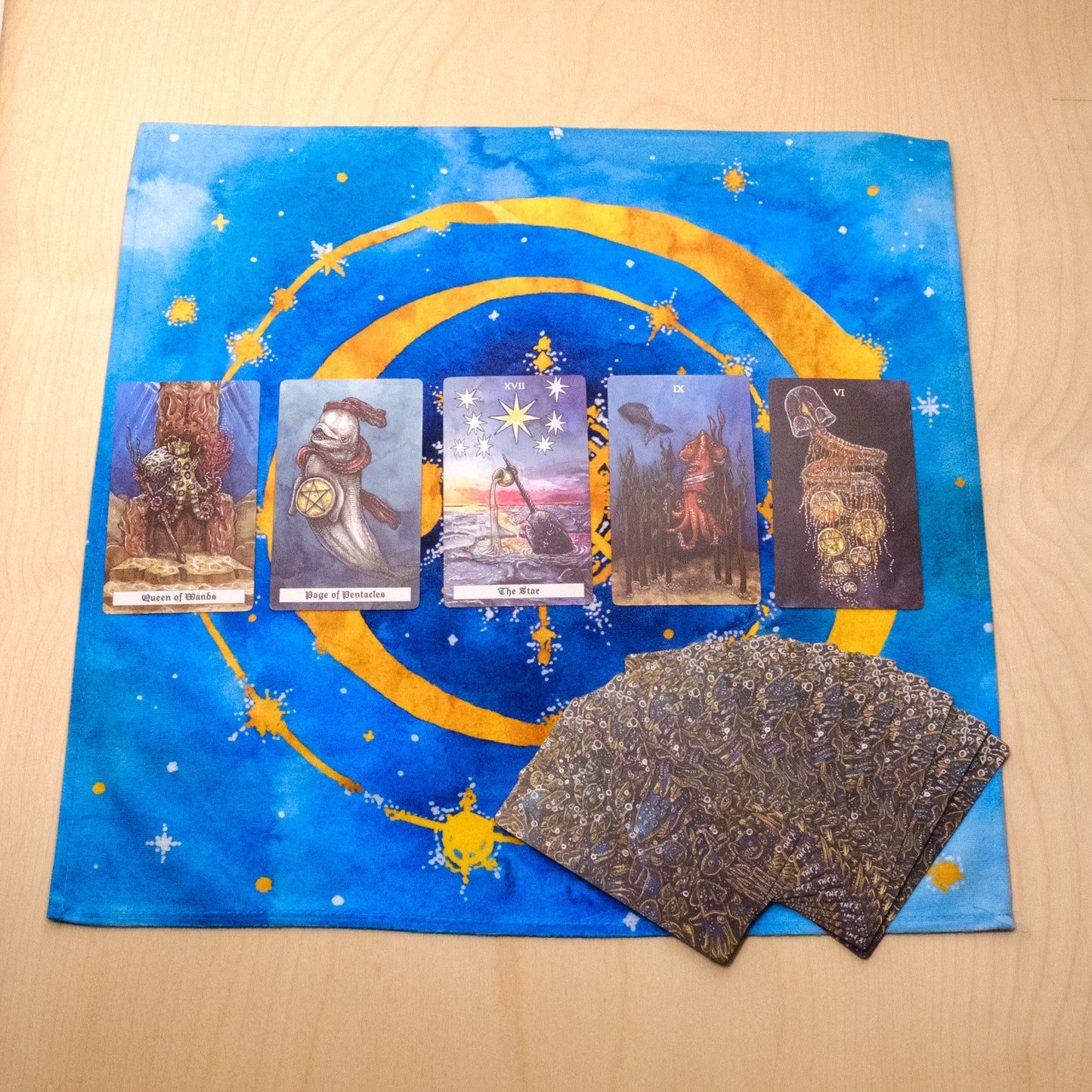 The Sea & the Sky | Vibrant Altar Cloth, 16 x 16 inches