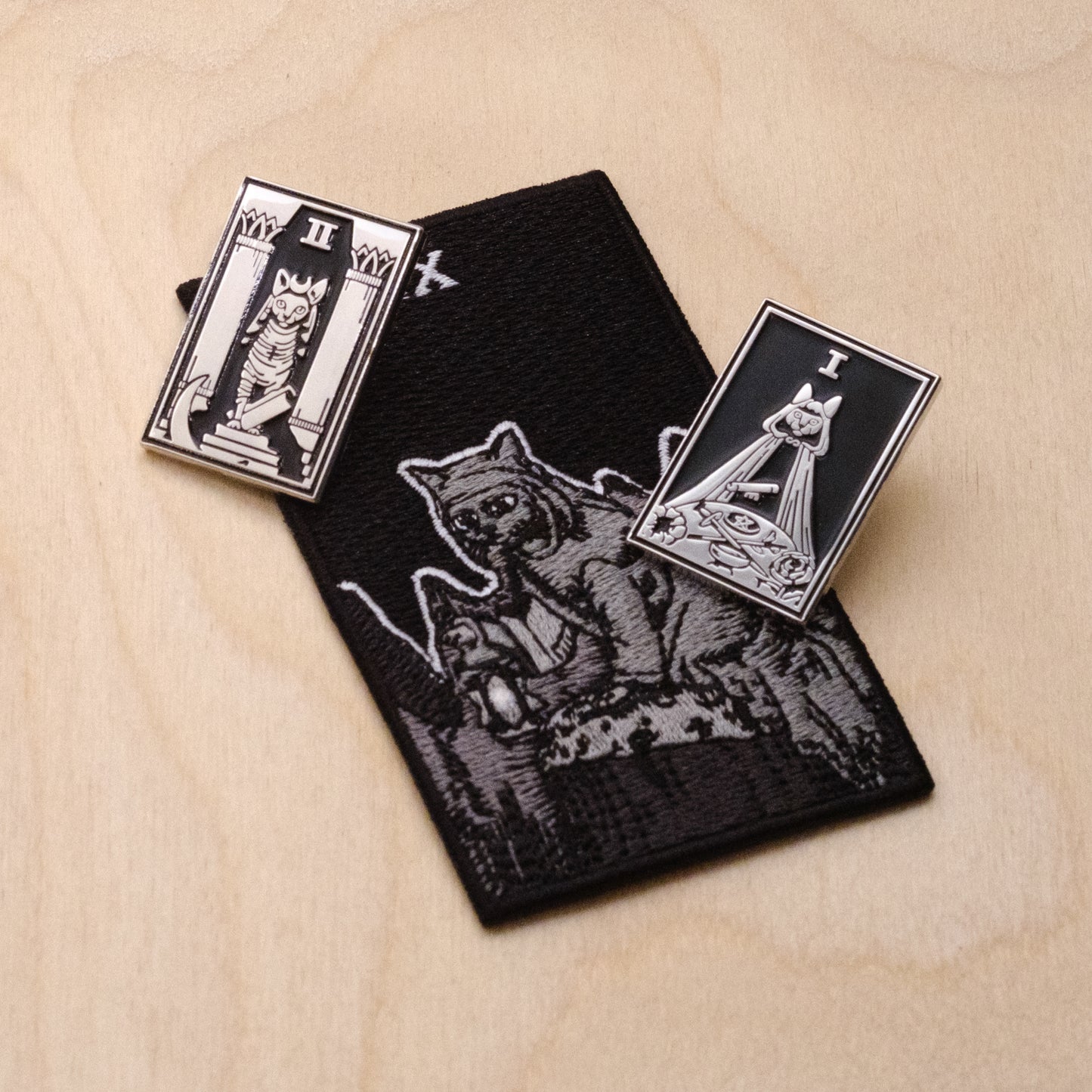 Tarot Flairot | Hermit Iron-On Patch, Magician & High Priestess Enamel Pins