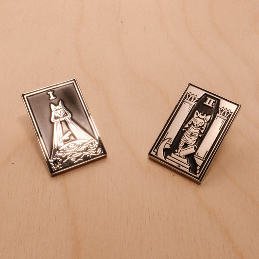 The Cat Magician & High Priestess | Major Arcana Tarot Enamel Pin Set